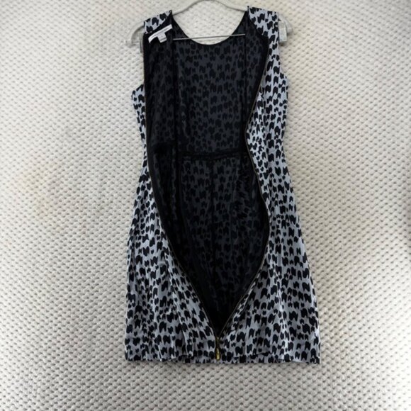 Diane von Furstenberg Dress DVF‎ Black Grey Print Sleeveless Exposed Zip Size 2 - Picture 8 of 9